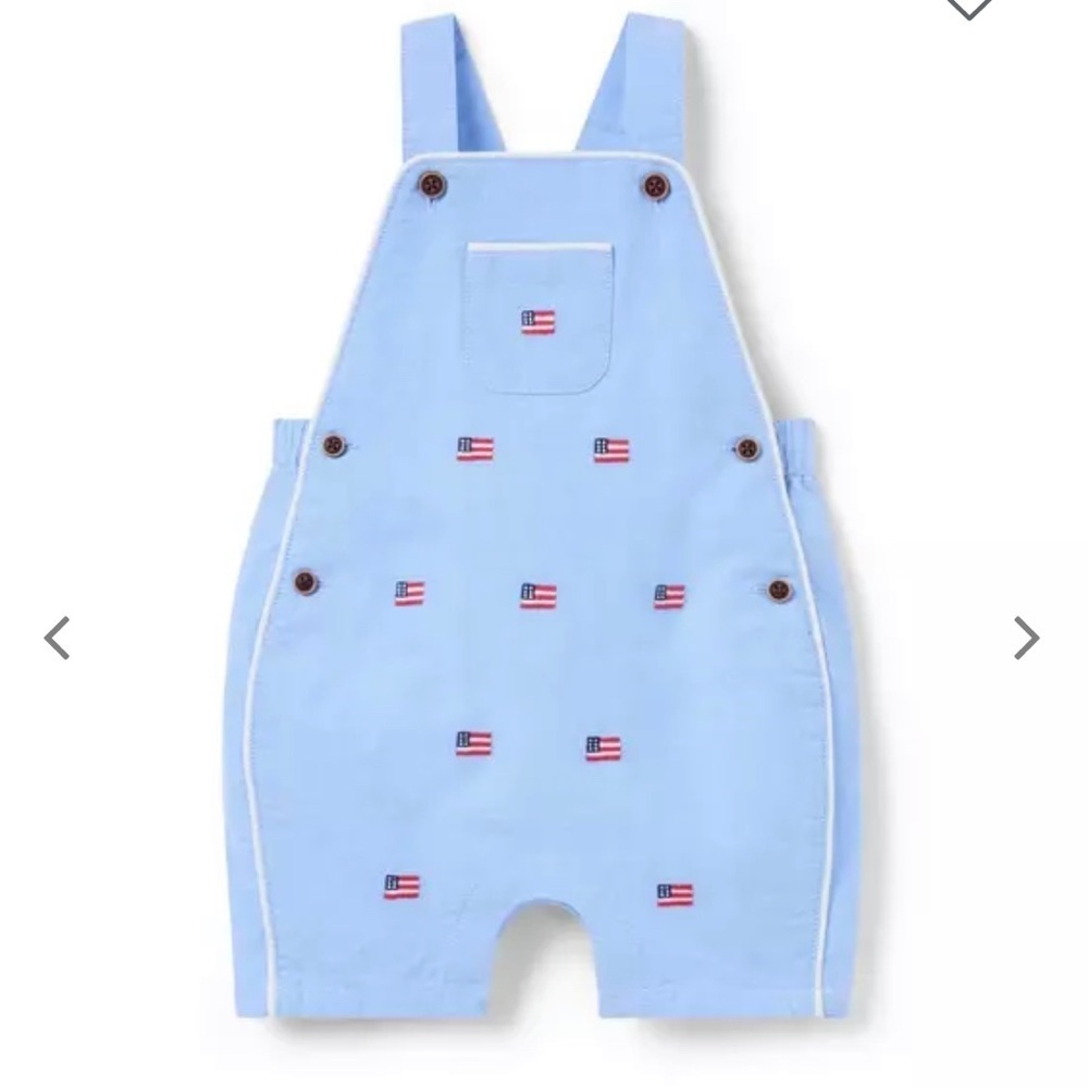 Janie and Jack Light Blue Embroidered Flag One-Piece